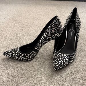 Jessica Simpson Black Heels with Silver Dots